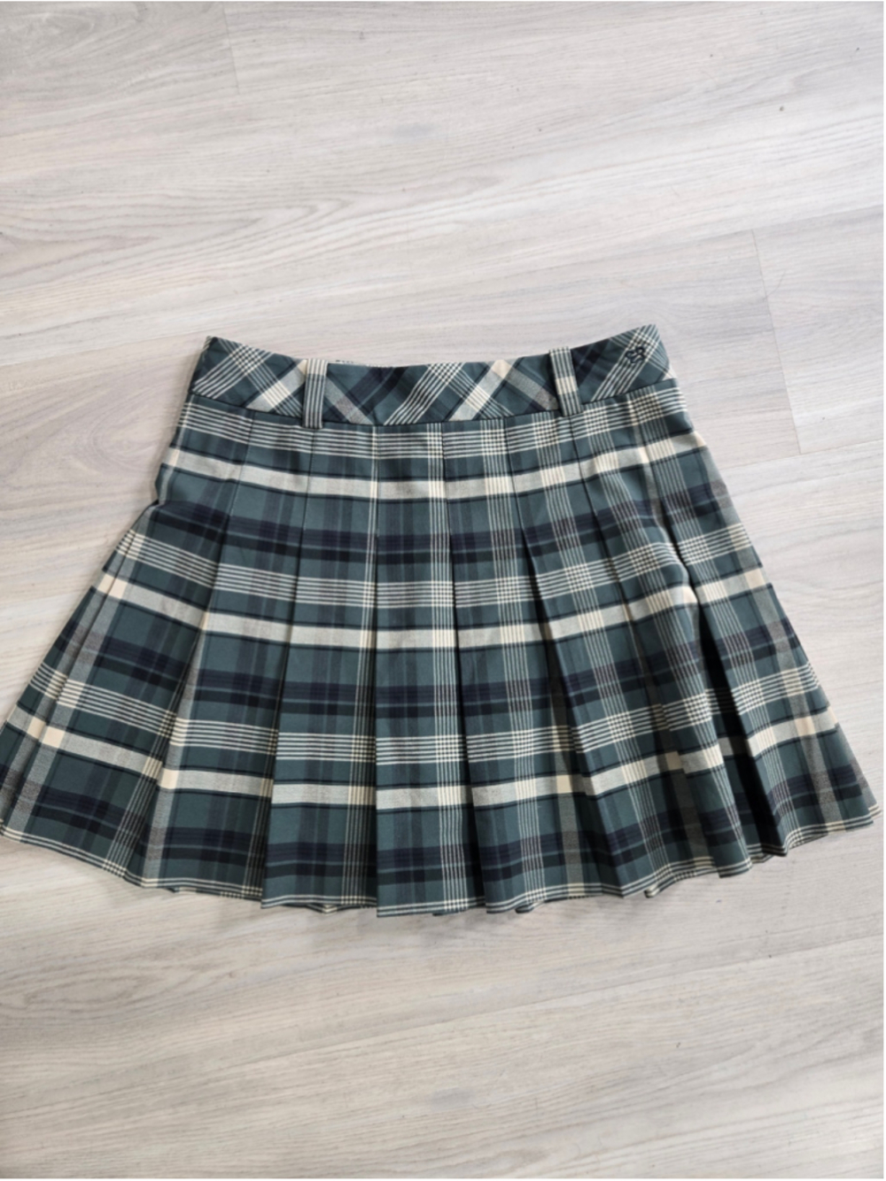 Sunday Best Plaid Mini Skirt Green Beige Womens Size 6